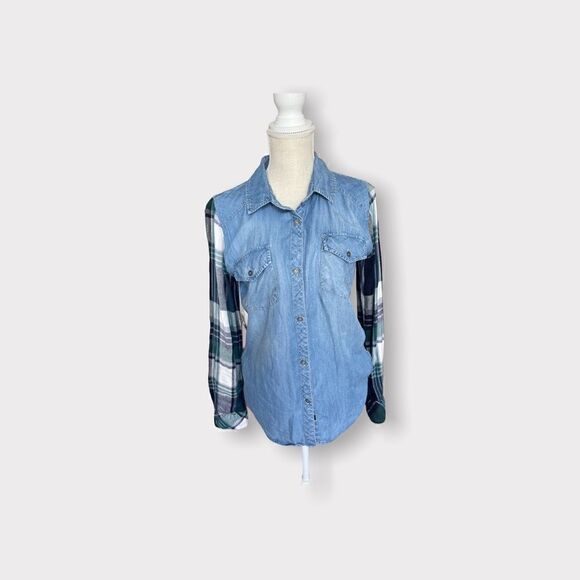 Rails | EUC Women's Jackson Contrast Sleeve Button Down Shirt Size Small - Picture 1 of 10